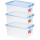 Blue lid toy storage box 28L 3 Pack